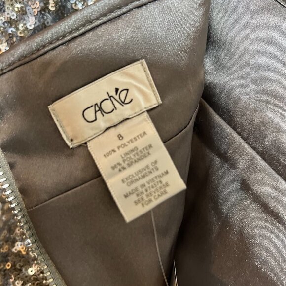 Cache Sequin Mini Skirt in Silver Size 8 - Picture 7 of 7